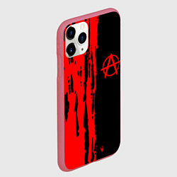 Чехол iPhone 11 Pro матовый Анархия красные краски лого, цвет: 3D-малиновый — фото 2