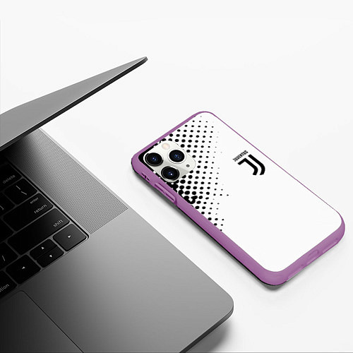Чехол iPhone 11 Pro матовый Juventus sport black geometry / 3D-Фиолетовый – фото 3