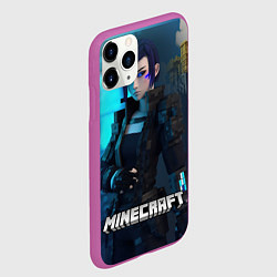 Чехол iPhone 11 Pro матовый Minecraft cyberpunk woman, цвет: 3D-фиолетовый — фото 2