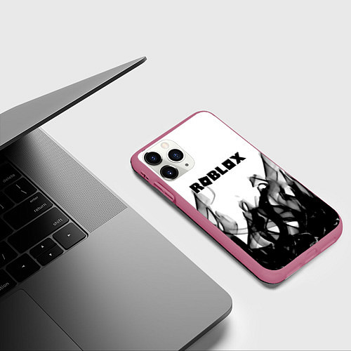 Чехол iPhone 11 Pro матовый Roblox flame текстура / 3D-Малиновый – фото 3