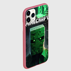 Чехол iPhone 11 Pro матовый Minecraft зеленый персонаж каменные джунгли, цвет: 3D-малиновый — фото 2