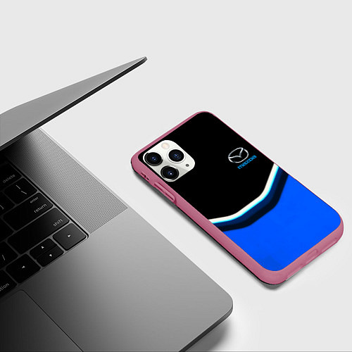 Чехол iPhone 11 Pro матовый Mazda sport brend car / 3D-Малиновый – фото 3