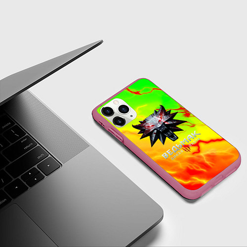 Чехол iPhone 11 Pro матовый Ведьмак шторм стиль охотник / 3D-Малиновый – фото 3