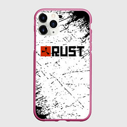 Чехол iPhone 11 Pro матовый RUST брызги красок, цвет: 3D-малиновый