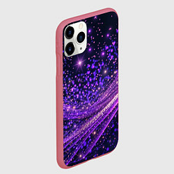 Чехол iPhone 11 Pro матовый Фиолетовые сверкающие абстрактные волны, цвет: 3D-малиновый — фото 2
