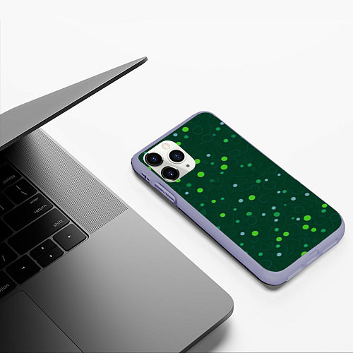 Чехол iPhone 11 Pro матовый Прикольный горошек зелёный / 3D-Светло-сиреневый – фото 3