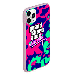 Чехол iPhone 11 Pro матовый GTA vice city камуфляж, цвет: 3D-розовый — фото 2