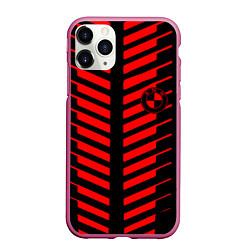 Чехол iPhone 11 Pro матовый BMW geometry sport red strupes, цвет: 3D-малиновый