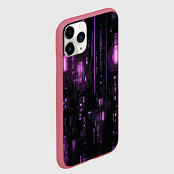Чехол iPhone 11 Pro матовый Киберпанк светящиеся фиолетовые элементы, цвет: 3D-малиновый — фото 2