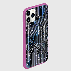 Чехол iPhone 11 Pro матовый Киберпанк схемы белые и синие, цвет: 3D-фиолетовый — фото 2