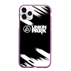 Чехол iPhone 11 Pro матовый Linkin park рок бенд краски, цвет: 3D-фиолетовый