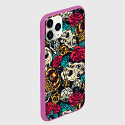Чехол iPhone 11 Pro матовый Tattoo dice skull, цвет: 3D-фиолетовый — фото 2