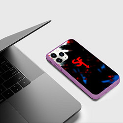 Чехол iPhone 11 Pro матовый Салли фейс текстура краски, цвет: 3D-фиолетовый — фото 2