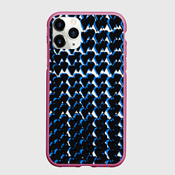 Чехол iPhone 11 Pro матовый Чёрно-синие сердечки на белом фоне, цвет: 3D-малиновый