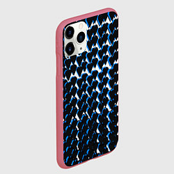 Чехол iPhone 11 Pro матовый Чёрно-синие сердечки на белом фоне, цвет: 3D-малиновый — фото 2