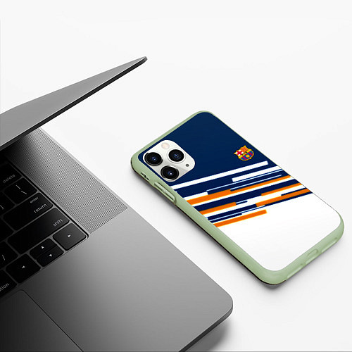 Чехол iPhone 11 Pro матовый Реал мадрид текстура футбол спорт / 3D-Салатовый – фото 3