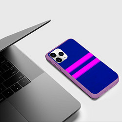 Чехол iPhone 11 Pro матовый Фриск frisk Undertale полосы, цвет: 3D-фиолетовый — фото 2