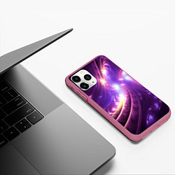 Чехол iPhone 11 Pro матовый Фиолетовый фрактал, цвет: 3D-малиновый — фото 2