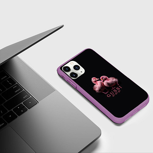 Чехол iPhone 11 Pro матовый Два маленьких гуся: Gussi ga-ga-ga / 3D-Фиолетовый – фото 3