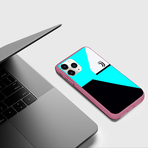 Чехол iPhone 11 Pro матовый Juventus sport geometry fc / 3D-Малиновый – фото 3