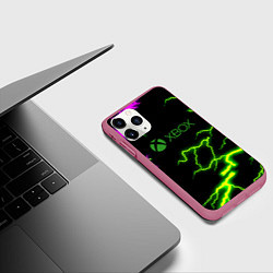 Чехол iPhone 11 Pro матовый Xbox storm молнии, цвет: 3D-малиновый — фото 2
