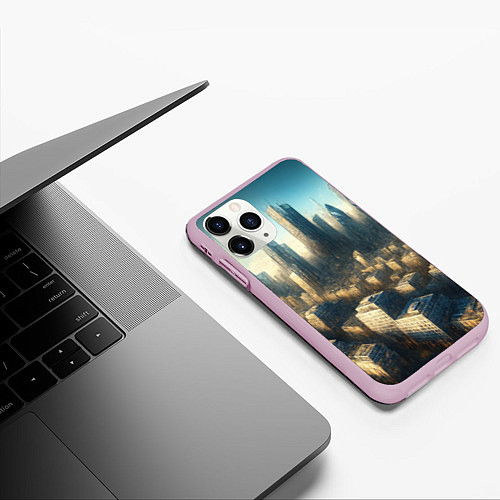 Чехол iPhone 11 Pro матовый Разрушенный апокалиптический город / 3D-Розовый – фото 3