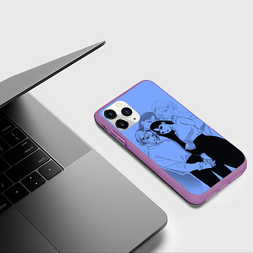Чехол iPhone 11 Pro матовый Эмми и Син - Любовь с кончиков пальцев / 3D-Фиолетовый – фото 3
