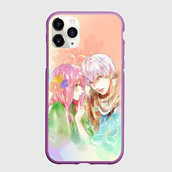 Чехол iPhone 11 Pro матовый Ицуоми Наги и Юки Итосэ - Любовь с кончиков пальце, цвет: 3D-фиолетовый