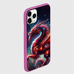 Чехол iPhone 11 Pro матовый Красный космический дракон, цвет: 3D-фиолетовый — фото 2