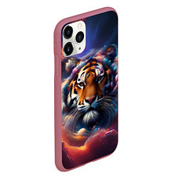 Чехол iPhone 11 Pro матовый Космический лев, цвет: 3D-малиновый — фото 2