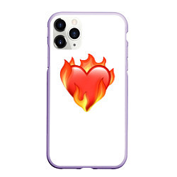 Чехол iPhone 11 Pro матовый Сердце в огне эмодзи, цвет: 3D-светло-сиреневый