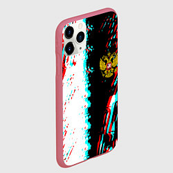 Чехол iPhone 11 Pro матовый Россия глитч краски текстура спорт, цвет: 3D-малиновый — фото 2