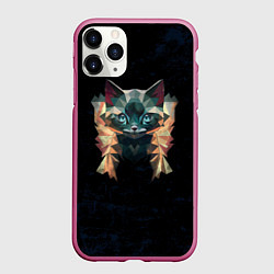 Чехол iPhone 11 Pro матовый Котик полигональный