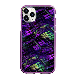 Чехол iPhone 11 Pro матовый Бабочки в фиолетовом креативном узоре, цвет: 3D-фиолетовый