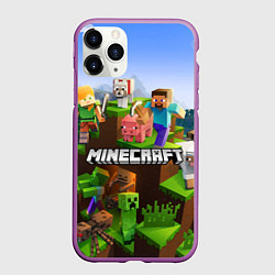 Чехол iPhone 11 Pro матовый Minecraft pixel world