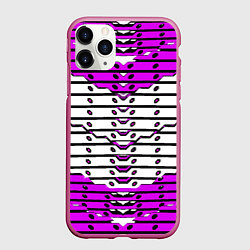 Чехол iPhone 11 Pro матовый Фиолетово-белая техно броня, цвет: 3D-малиновый