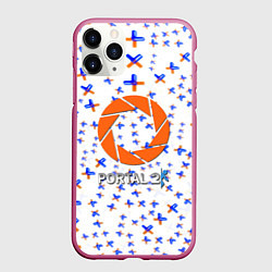 Чехол iPhone 11 Pro матовый Portal logo pattern steel, цвет: 3D-малиновый
