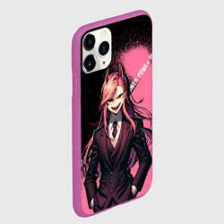 Чехол iPhone 11 Pro матовый Человек бензопила - Пауэр, цвет: 3D-фиолетовый — фото 2