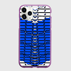 Чехол iPhone 11 Pro матовый Сине-белая техно броня, цвет: 3D-фиолетовый