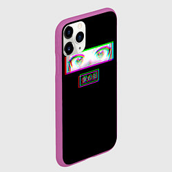 Чехол iPhone 11 Pro матовый Глаза сердечки - аниме, цвет: 3D-фиолетовый — фото 2