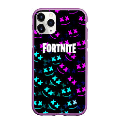 Чехол iPhone 11 Pro матовый Marshmello neon fortnite, цвет: 3D-фиолетовый