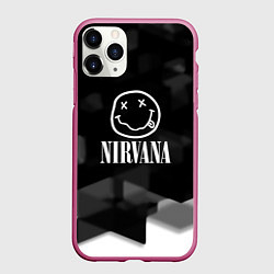 Чехол iPhone 11 Pro матовый Nirvana текстура рок, цвет: 3D-малиновый