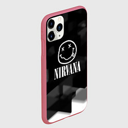 Чехол iPhone 11 Pro матовый Nirvana текстура рок, цвет: 3D-малиновый — фото 2