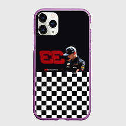 Чехол iPhone 11 Pro матовый Макс Ферстаппен гонщик, цвет: 3D-фиолетовый