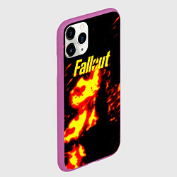 Чехол iPhone 11 Pro матовый Fallout огнненое лого, цвет: 3D-фиолетовый — фото 2