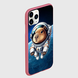 Чехол iPhone 11 Pro матовый Кроха капибара в космическом скафандре, цвет: 3D-малиновый — фото 2