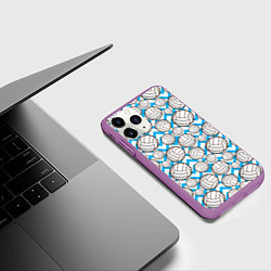 Чехол iPhone 11 Pro матовый Мячи волейбольные паттерн, цвет: 3D-фиолетовый — фото 2