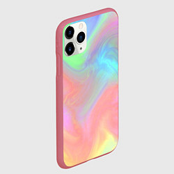 Чехол iPhone 11 Pro матовый Абстракция смесь красок светлый тай-дай, цвет: 3D-малиновый — фото 2