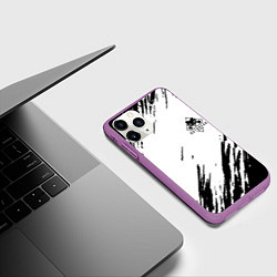 Чехол iPhone 11 Pro матовый Rainbow six текстура краски штрихи, цвет: 3D-фиолетовый — фото 2