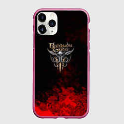 Чехол iPhone 11 Pro матовый Baldurs Gate краски текстура, цвет: 3D-малиновый